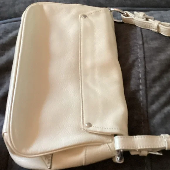 Prada Ivory Leather Shoulder Bag with Silver Buckles - Picture 7 of 15